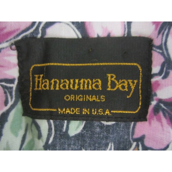 Hanauma Bay vtg 90s Men Hawaiian camp shirt p2p 24 reverse print aloha floral - Picture 8 of 9